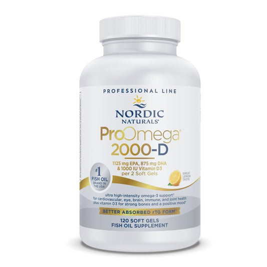 Nordic Naturals ProOmega 2000-D Lemon Flavor | 120 Soft Gels, 2150 mg Omega-3 + 1000 IU D3