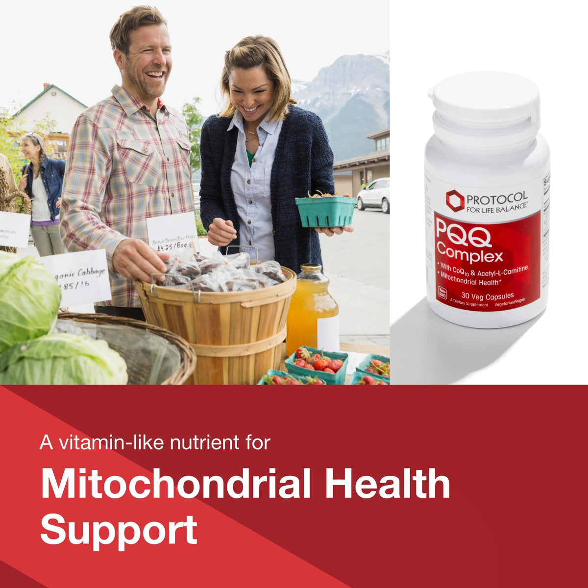 PROTOCOL FOR LIFE BALANCE PQQ Complex – Mitochondrial Health, CoQ10 & L-Carnitine – B Vitamins – 30 Veg Caps