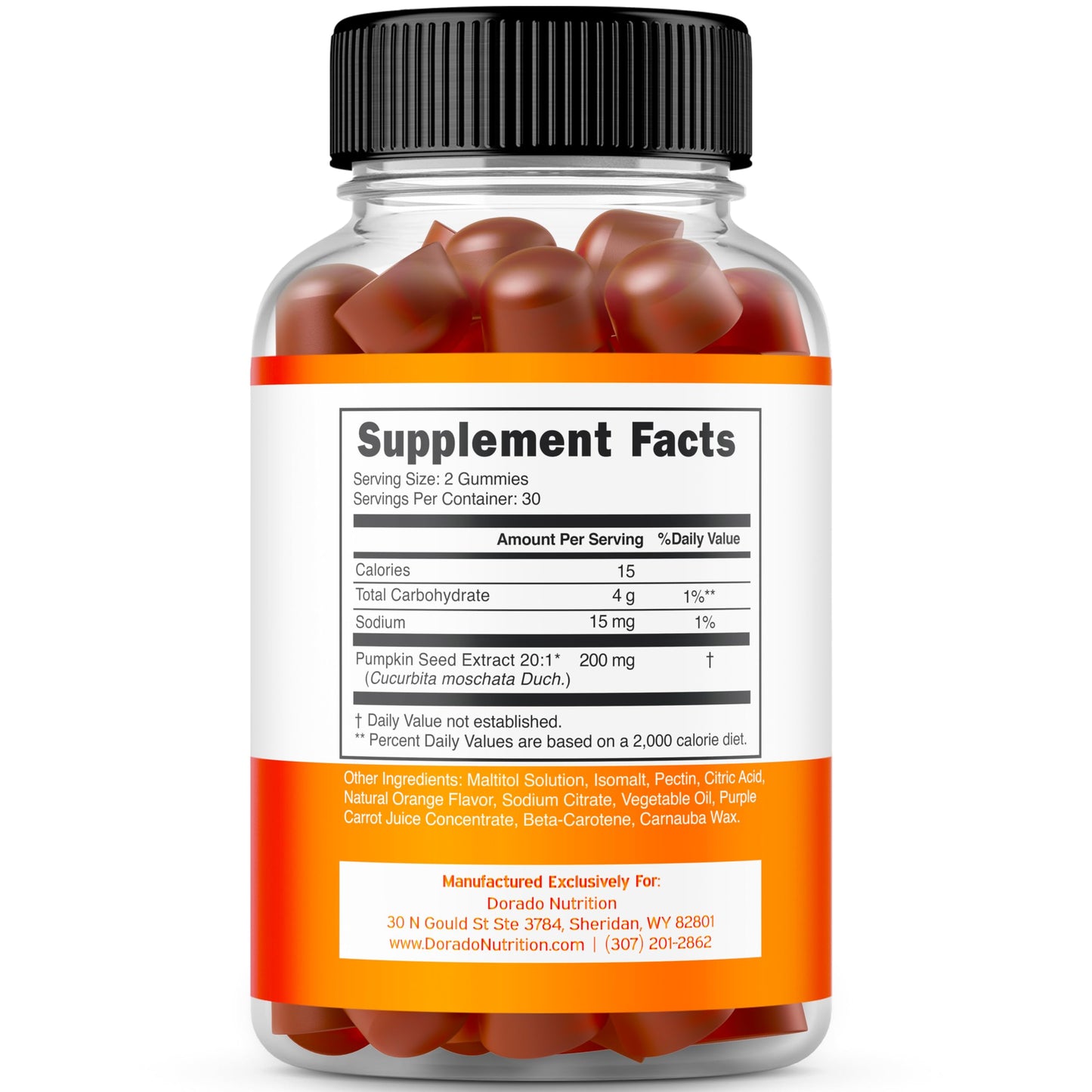 Pumpkin Seed Oil Gummies 4000mg - Sugar Free Orange Flavor | Gluten Free, Vegan, Non-GMO | USA Made (60 Capsules)
