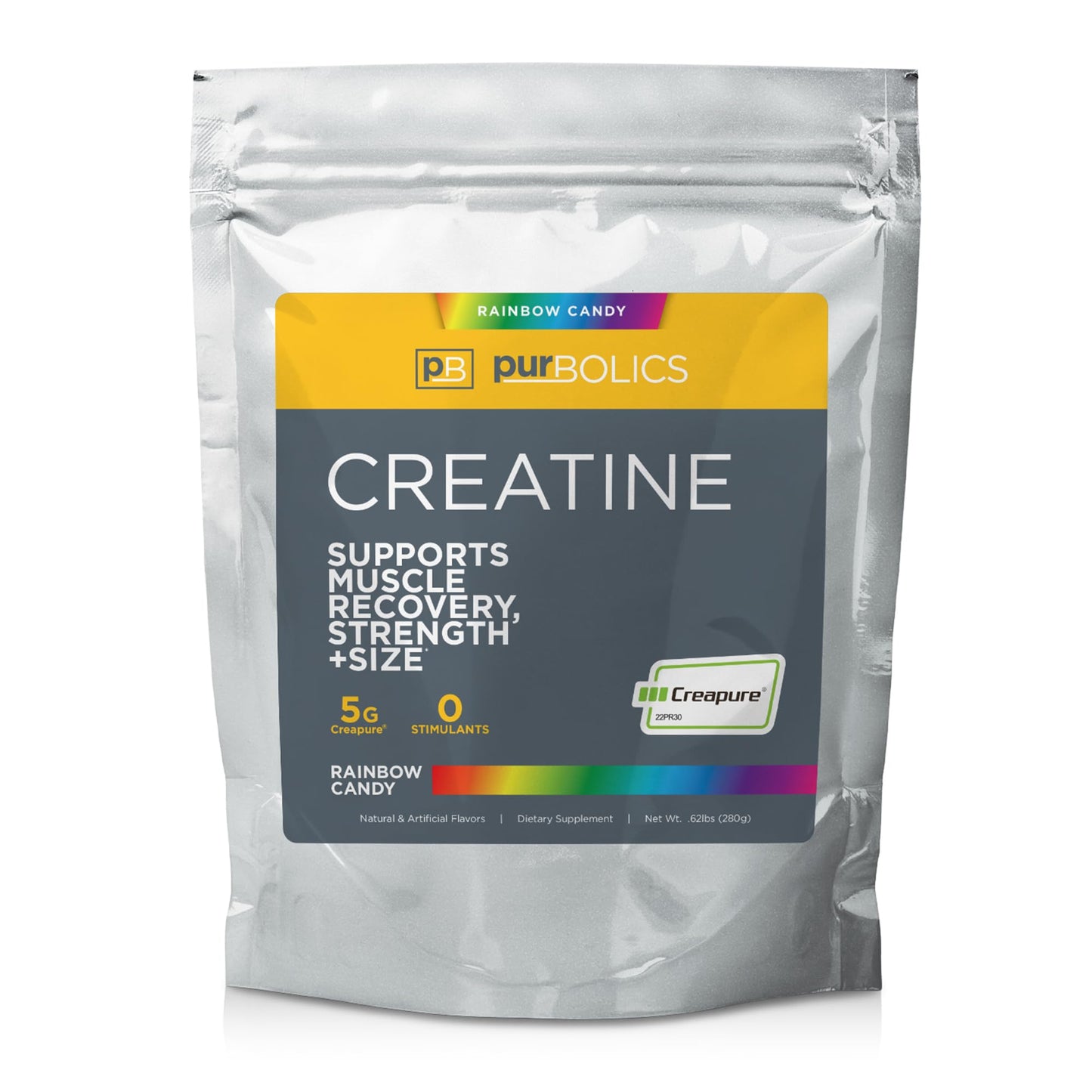 Purbolics Creapure Creatine Monohydrate Micronized 5 g – Rainbow Candy, 50 Servings per Pack (Pack of 2) | Elevate Workout Performance