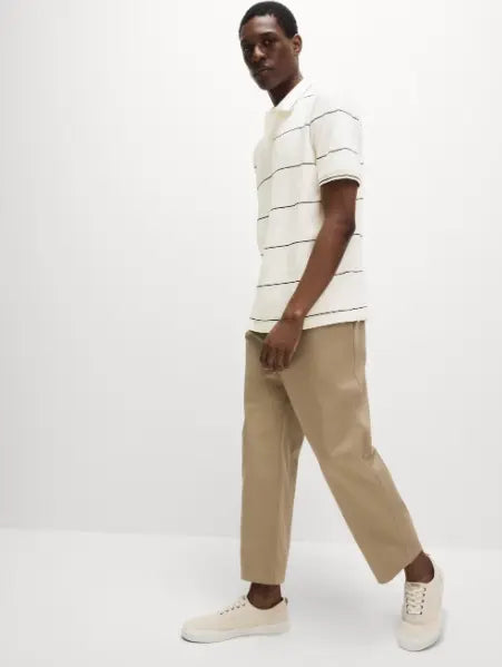 Pure Cotton Pique Striped Polo Shirt