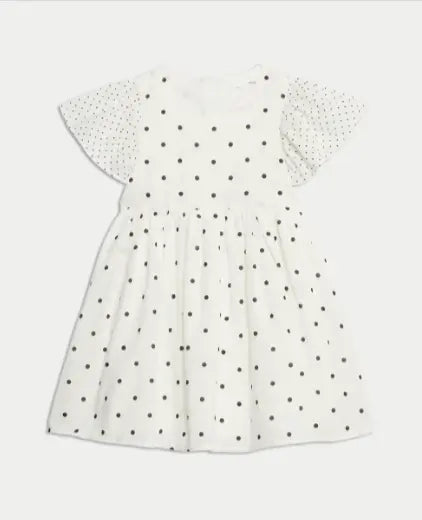 Pure Cotton Polka Dot Dress (2-8 Yrs)