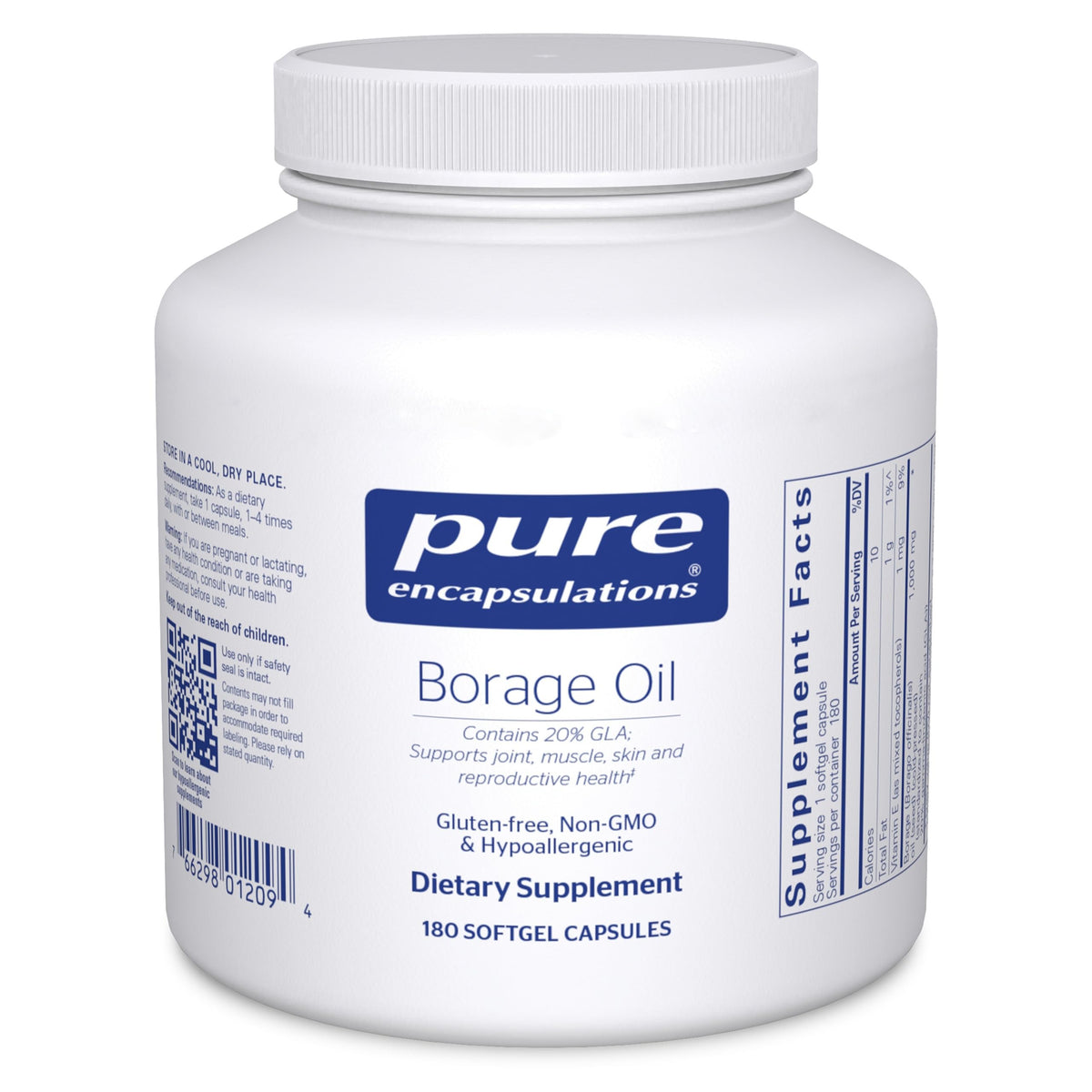 Pure Encapsulations Borage Oil | Hypoallergenic Dietary Supplement | 180 Softgel Capsules