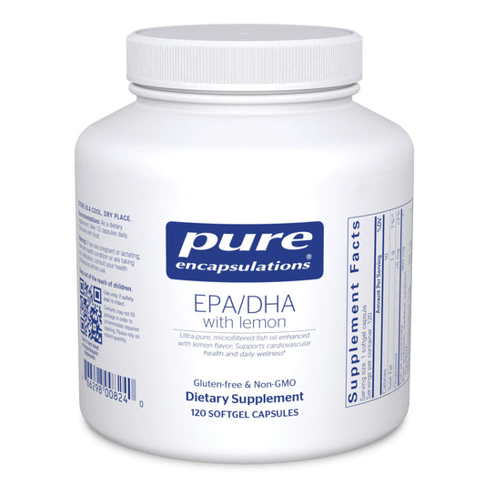 Pure Encapsulations EPA/DHA with Lemon – Ultra-Pure Molecularly Distilled Fish Oil, 120 Softgels