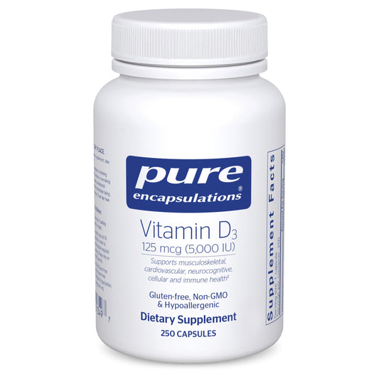 Pure Encapsulations Vitamin D3 125 mcg (5,000 IU) – Bone, Immune & Heart Health – 250 Capsules