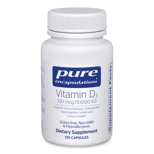 Pure Encapsulations Vitamin D3 250 mcg (10,000 IU) | Bone, Immune & Heart Support – 120 Capsules