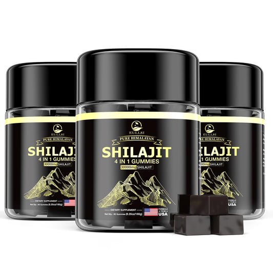 Eullsi Pure Himalayan Shilajit Gummies + Ashwagandha for Energy, Stamina & Immune Support | Vegan Non-GMO, 180 Count