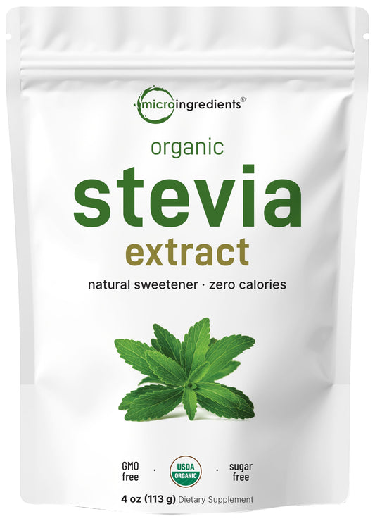 Pure Organic Stevia Powder – 4 oz, Reb-A Green Leaf Extract, Zero Calorie, Keto Friendly