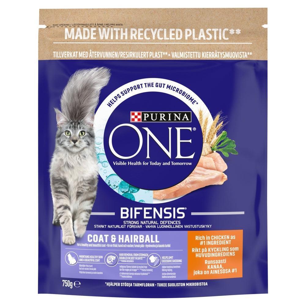 Purina One Adult Cat Coat and Hairball Chicken 750g - Case of 4