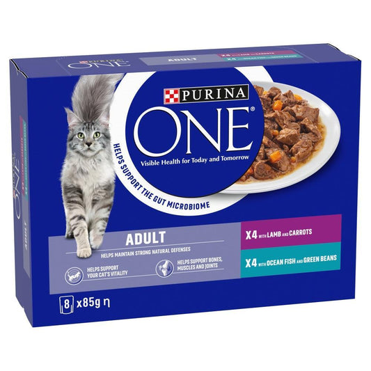 Purina One Adult Cat Fsh/Lmb Pch 8x85g