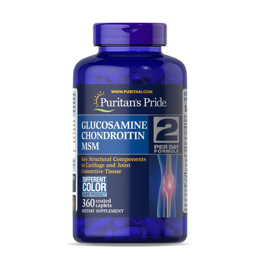 Puritan's Pride Glucosamine Chondroitin MSM – Joint Health Dietary Supplement, 6 Month Supply, 360 Coated Tablets