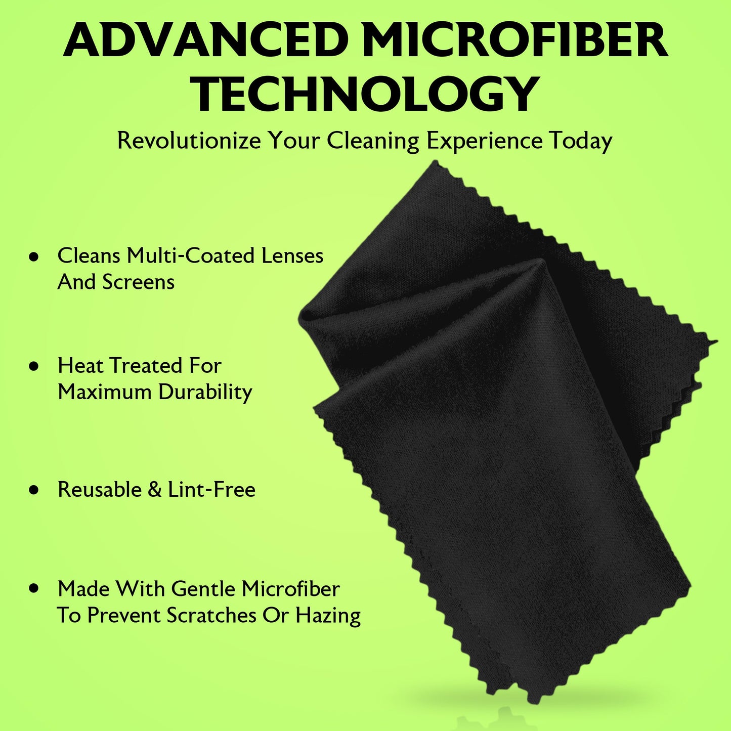 Purity Microfiber Lens Cleaning Cloth - Pack of 6, Black