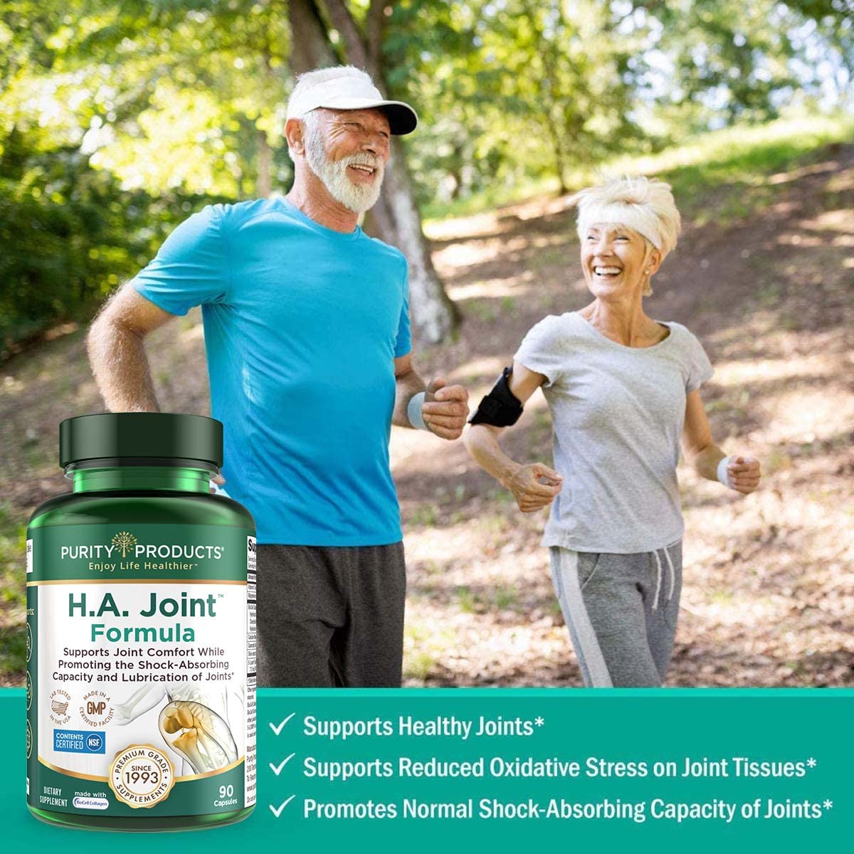 Purity Products HA Joint Formula Hyaluronic Acid + Key CoFactors - Joint + Skin Multi Collagen (Type I, II & III) - 5-Loxin - Olive Fruit Extract - Joint Flexibility + Mobility - 90 Capsules (2)
