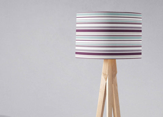 Purple Drum Lampshade, Multi-Colour Striped Design Shade for Table, Floor or Ceiling Pendant Light