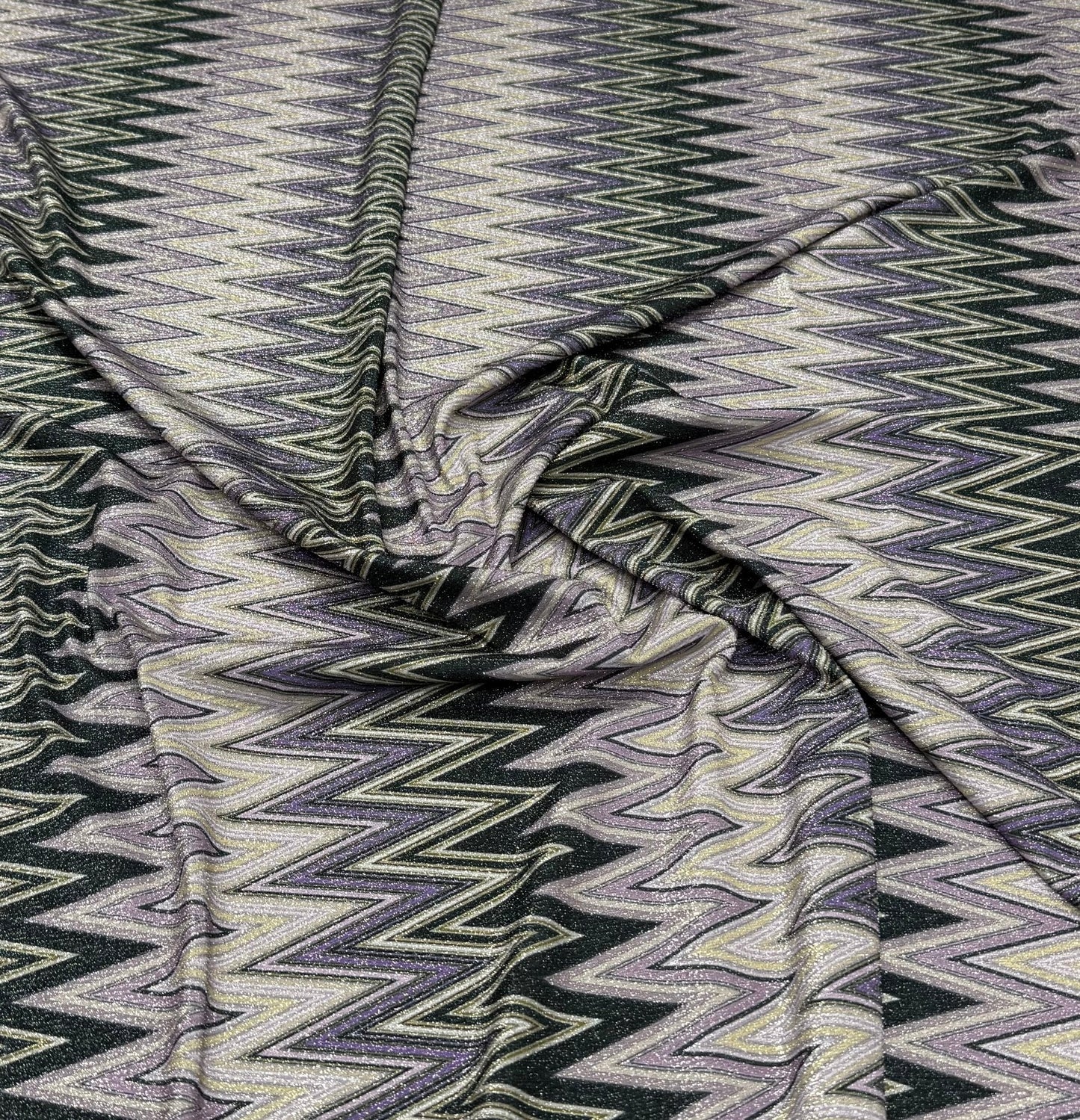 Purple Zigzag Knit Lurex Fabric by the Metre
