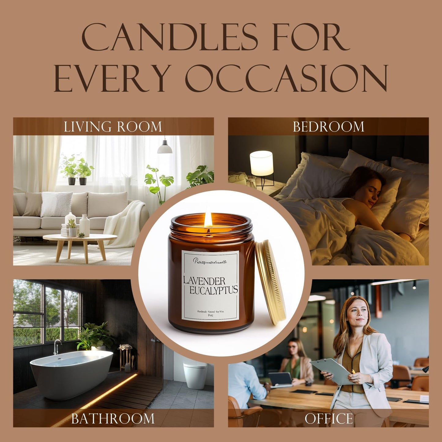 Putart Lavender & Eucalyptus 9oz Soy Candle - Non-Toxic Home Fragrance