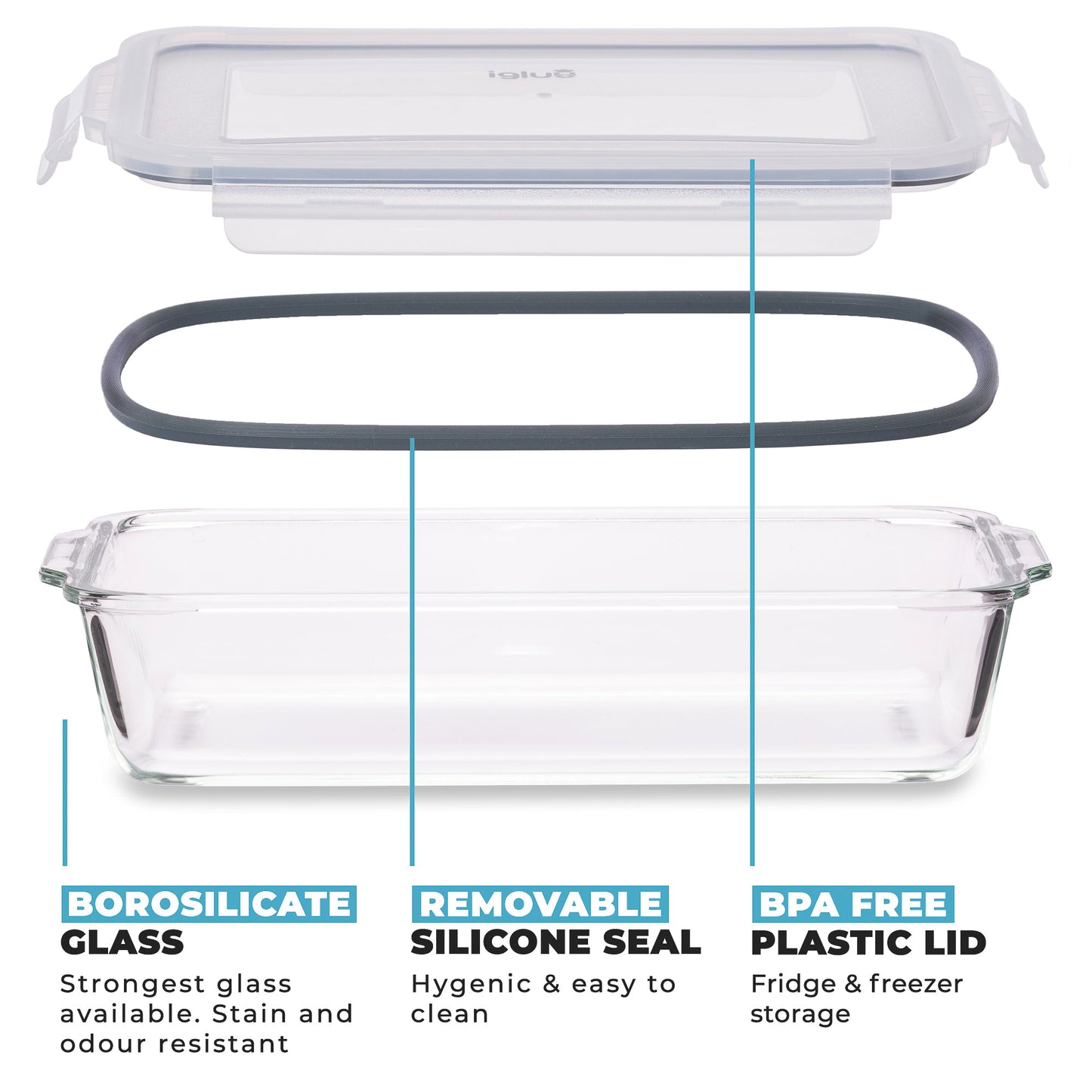 Borosilicate Glass Lasagne Dish with Lid - 2.2L