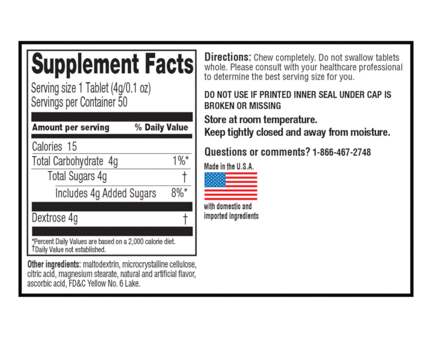 Quality Choice Fast Acting Glucose Tablets – Orange Flavor, 50 Tablets (Pack of 2)