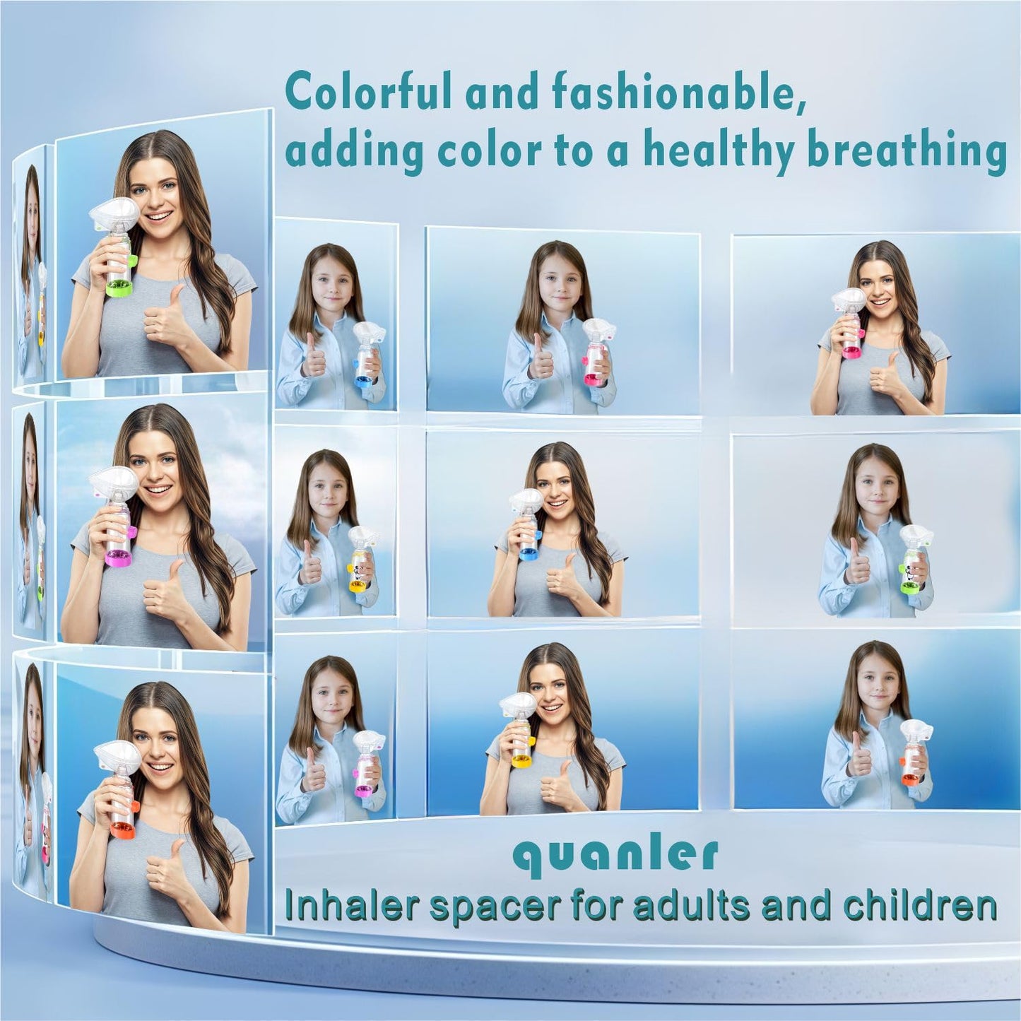 Quanler Nessi Soft Silicone Inhaler Spacer – Colorful Kids-Blue OTC Spacer for Adults & Children