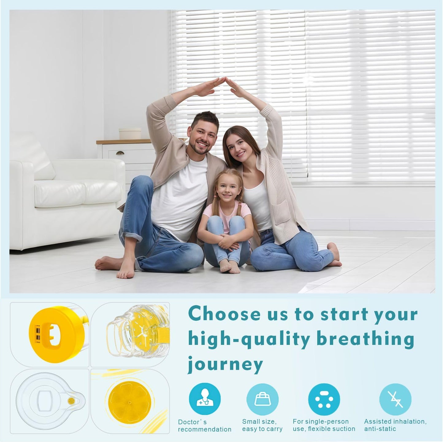 Quanler Nessi Soft Silicone Inhaler Spacer – Colorful Kids-Blue OTC Spacer for Adults & Children