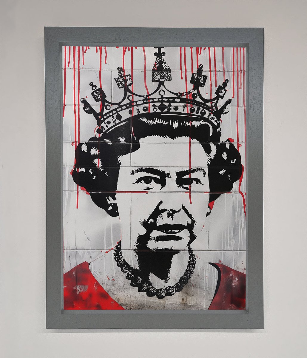 Queen Elizabeth Graffiti Red Blood Framed Poster