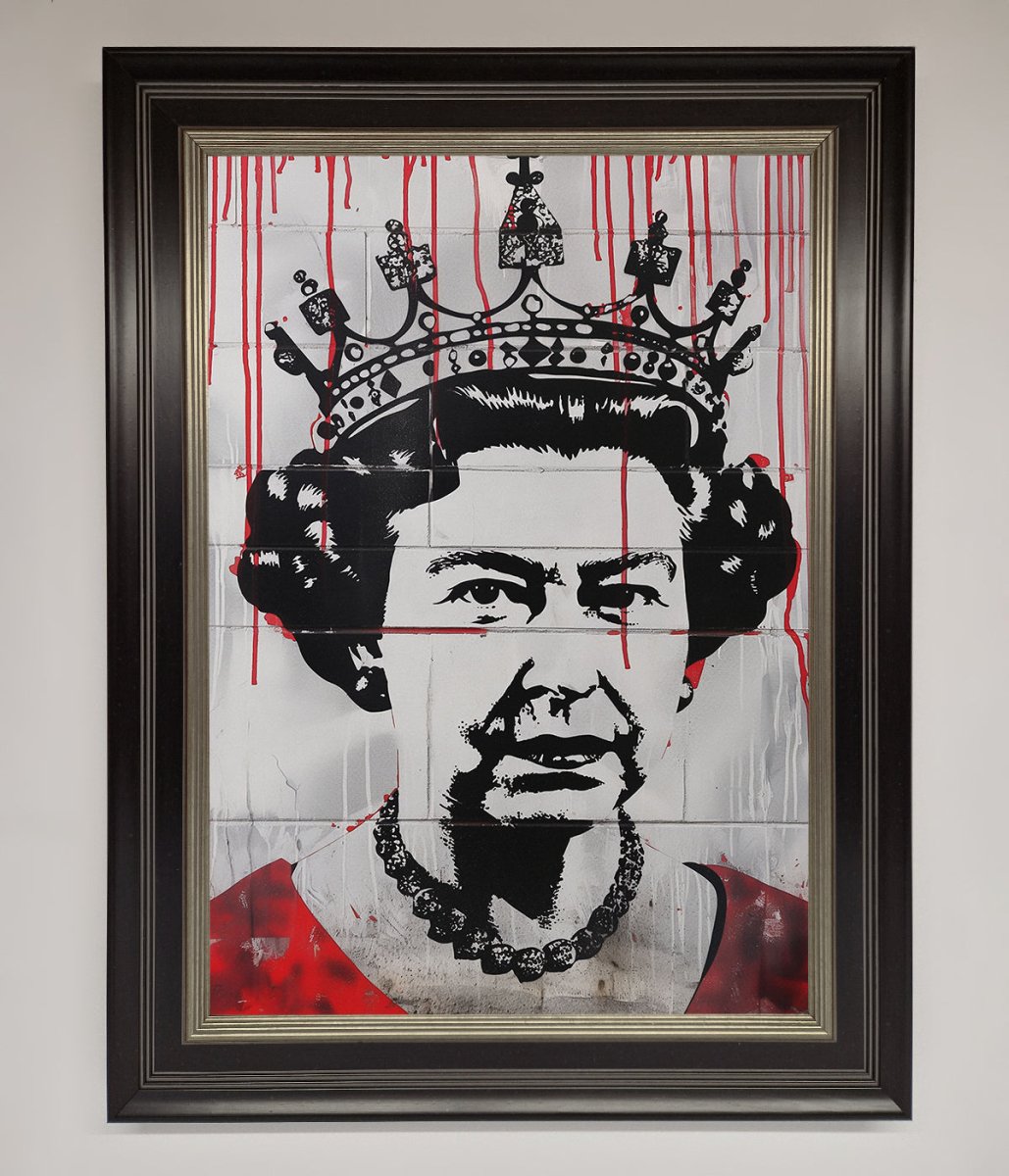 Queen Elizabeth Graffiti Red Blood Framed Poster
