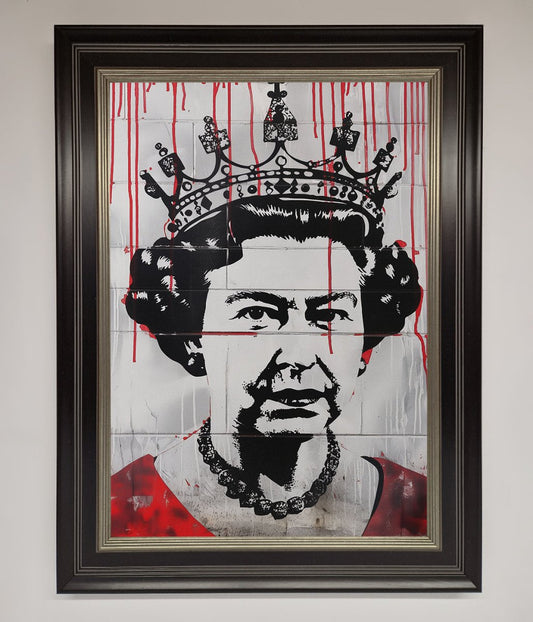Queen Elizabeth Graffiti Red Blood Framed Poster