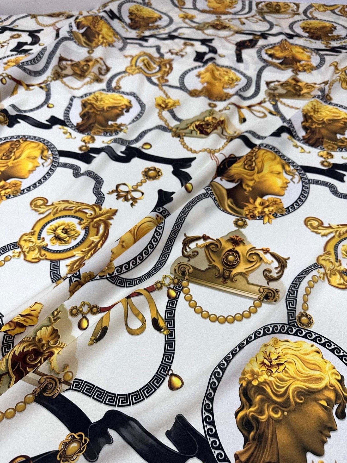 Queen and Rome Pattern Crepe Fabric by Metre