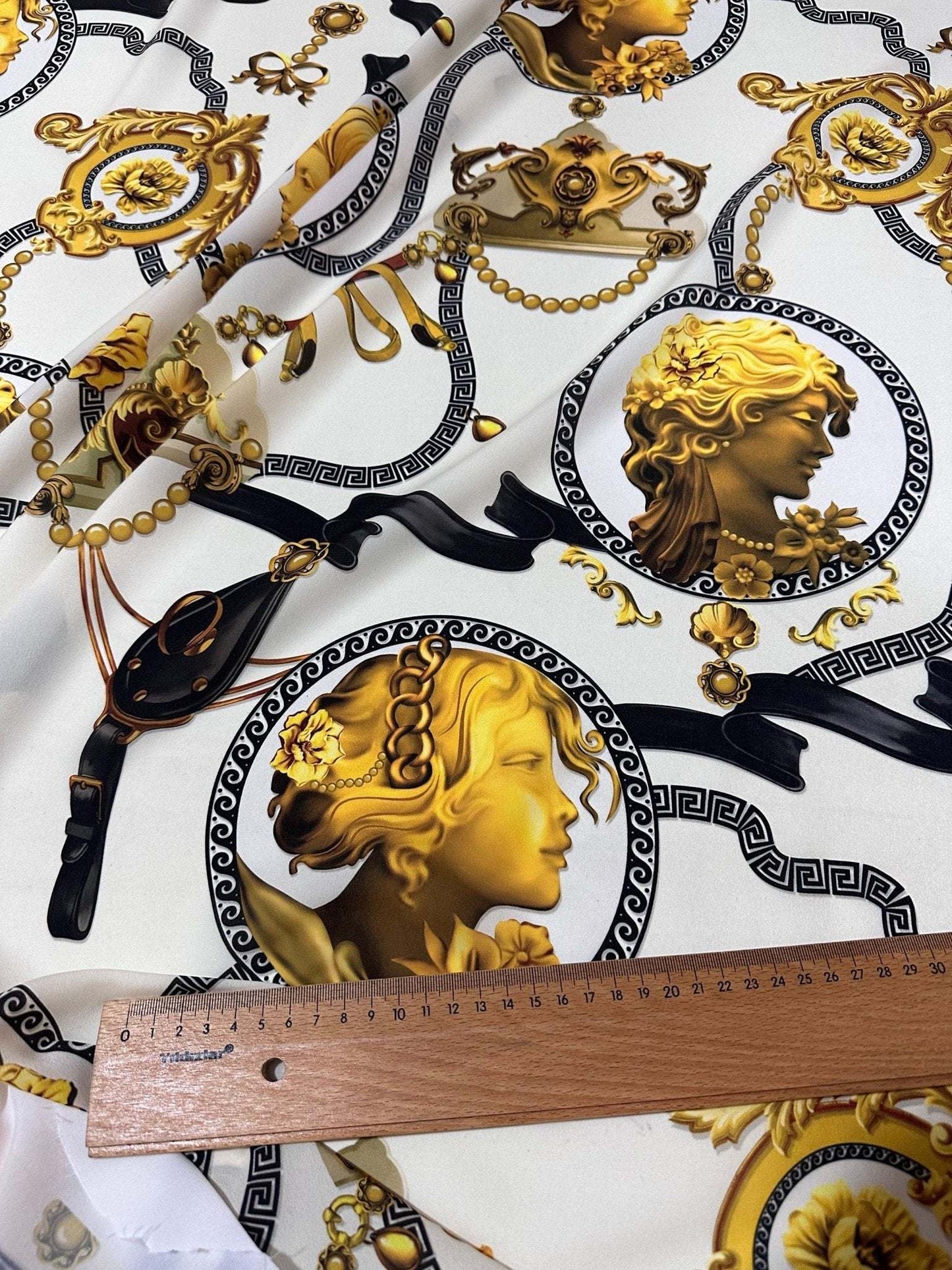 Queen and Rome Pattern Crepe Fabric by Metre