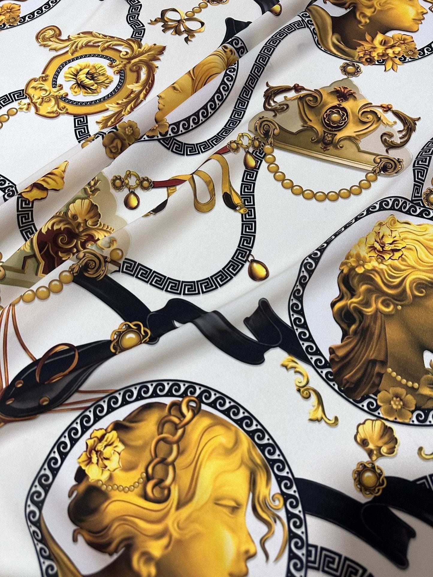 Queen and Rome Pattern Crepe Fabric by Metre