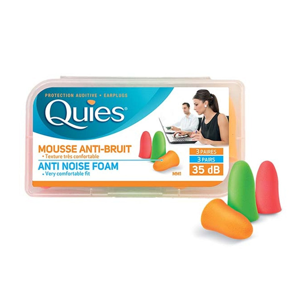 Quies Anti-Nose Foam Ear Plugs 35dB (3 Pairs)(Coloured)