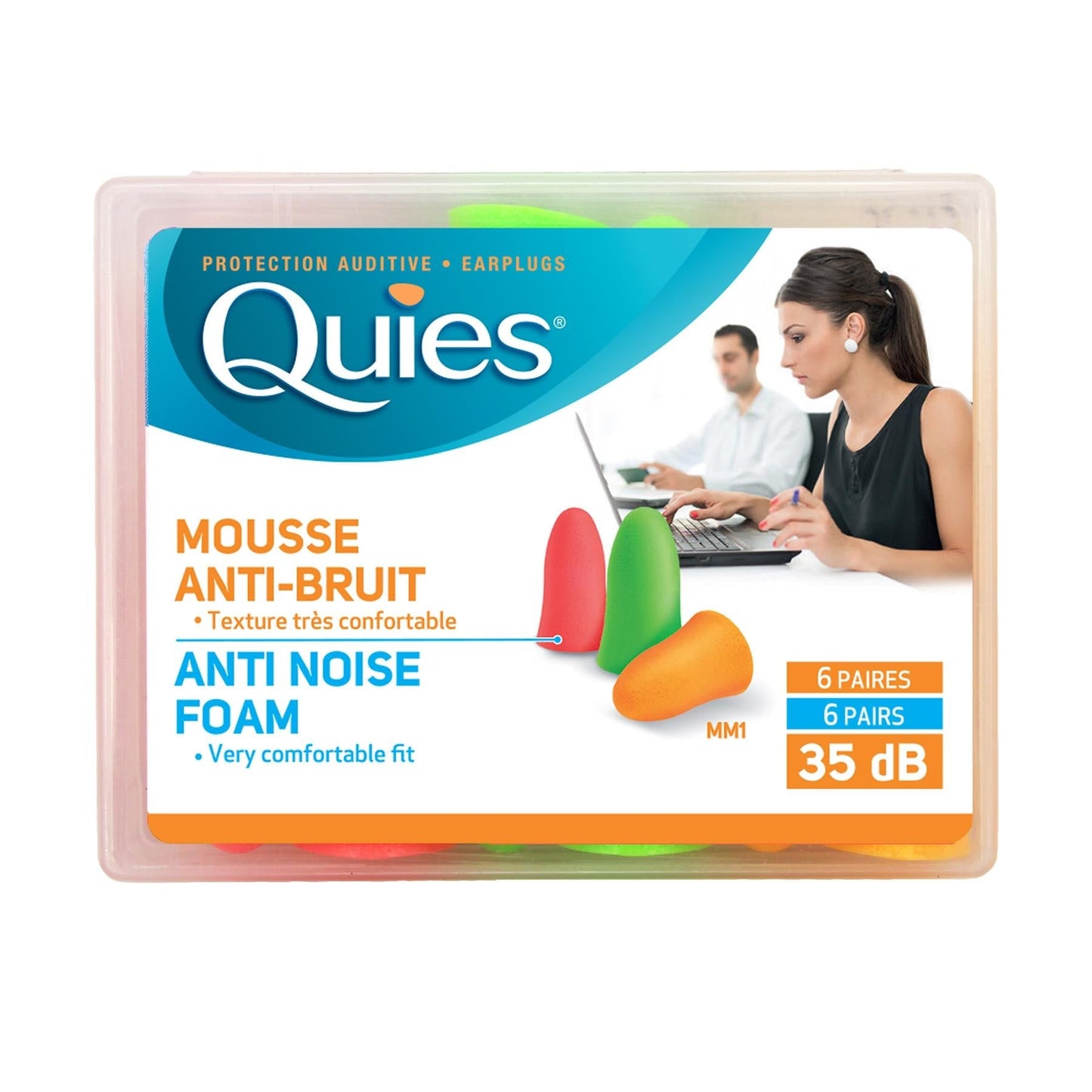 Quies Anti-Nose Foam Ear Plugs 35dB (6 Pairs)(Coloured)