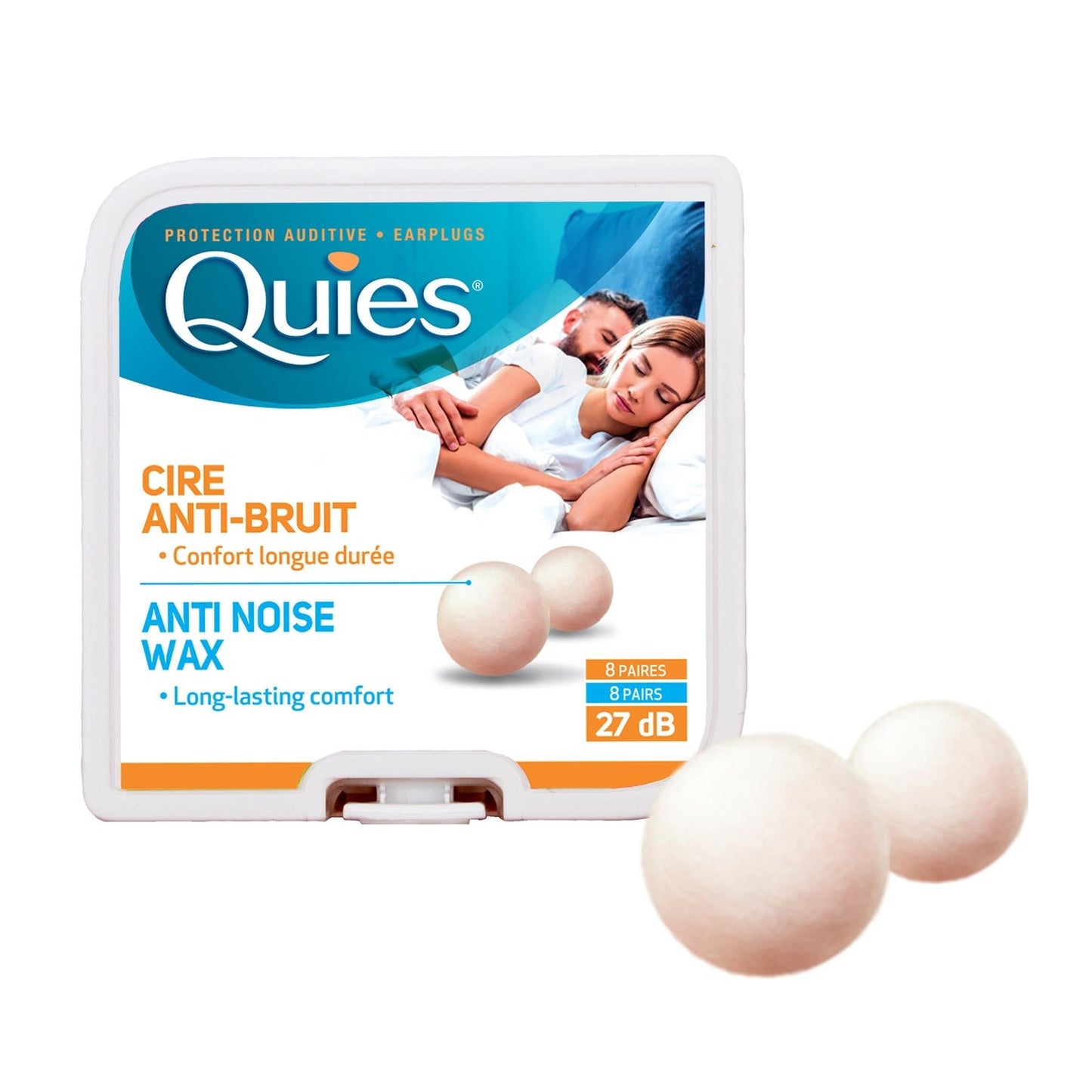 Quies Pure Natural Wax Ear Plugs Protection 8 pairs noise reduction
