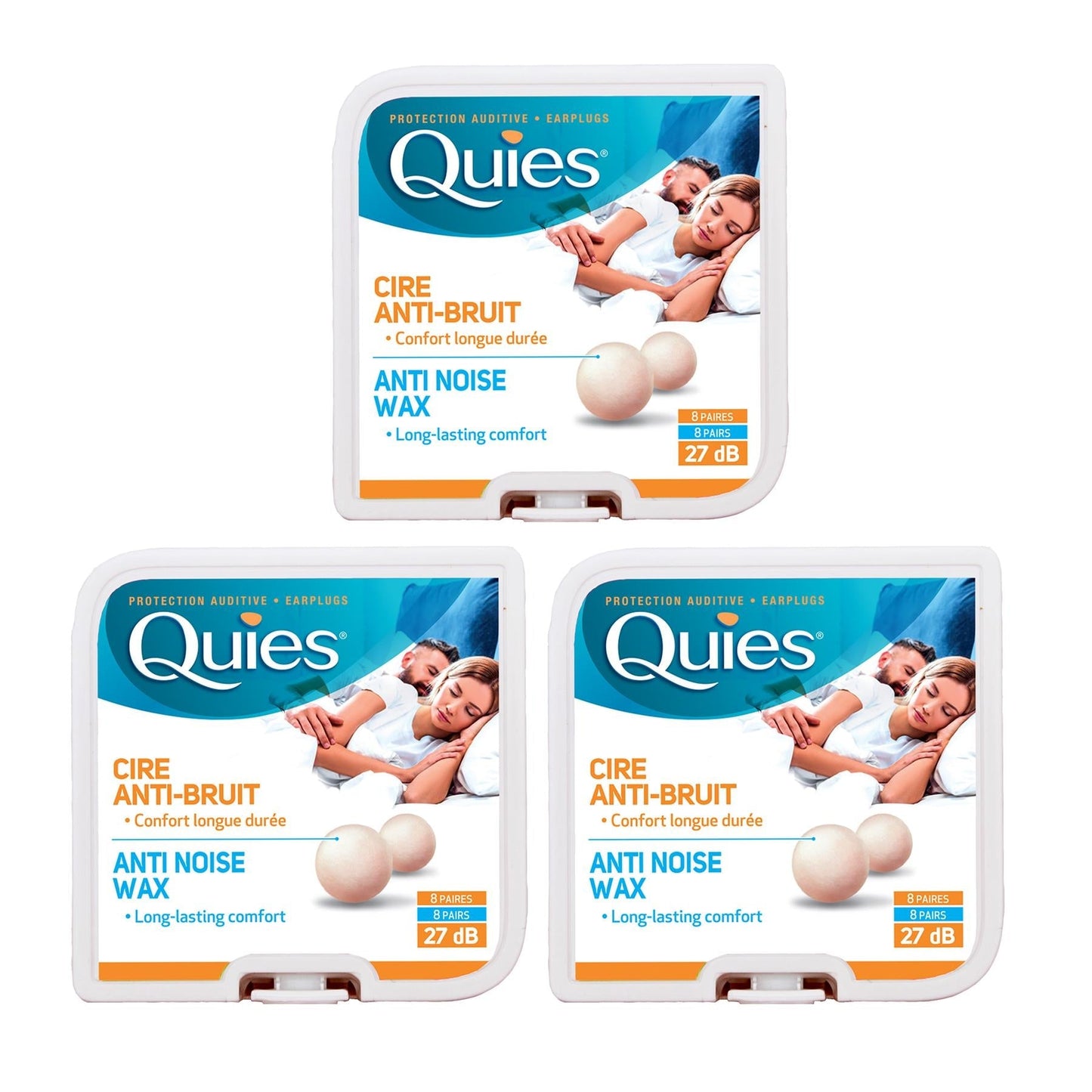 Quies Pure Natural Wax Ear Plugs Protection 8 pairs noise reduction