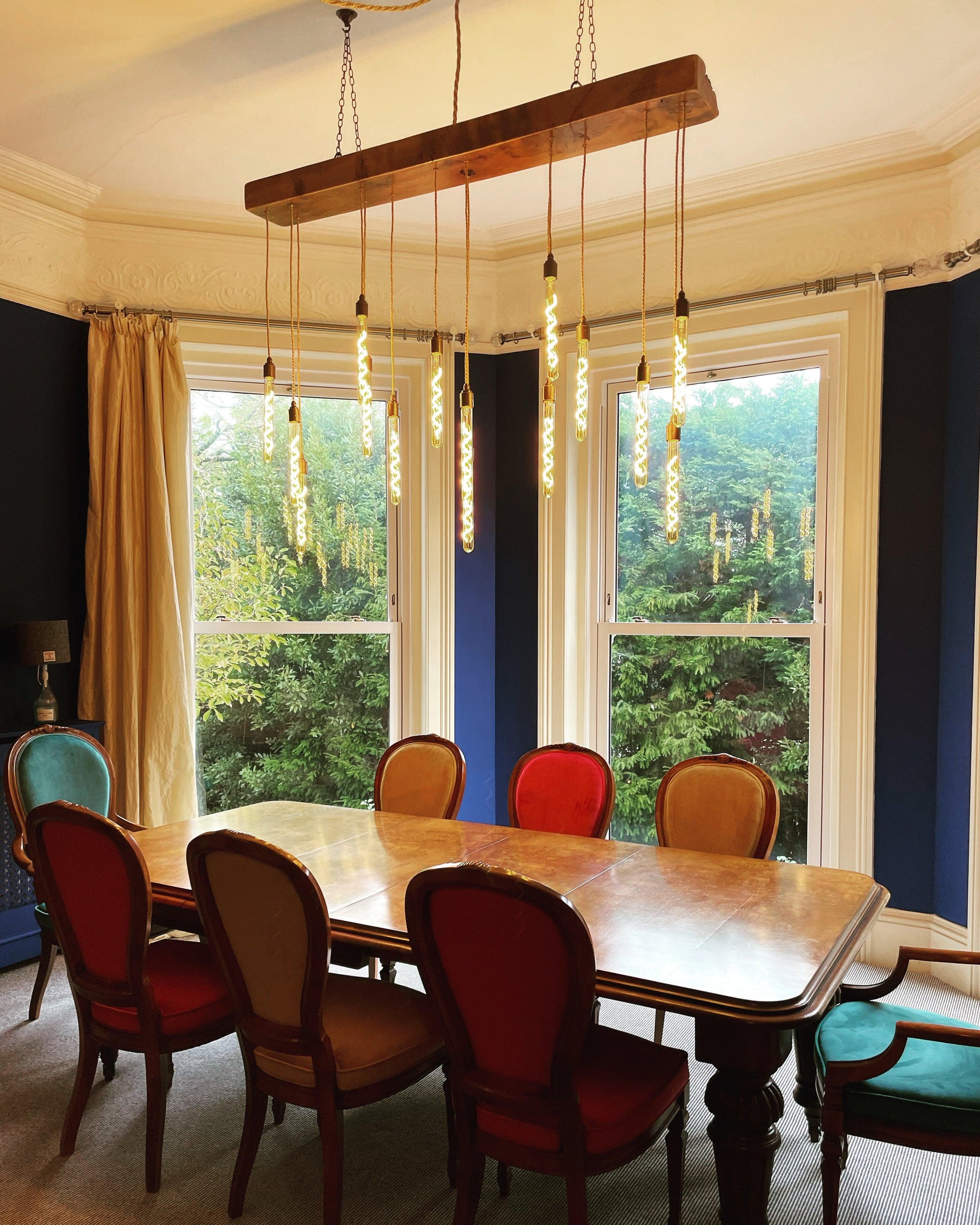 Quintriplet Oak Beam Chandelier