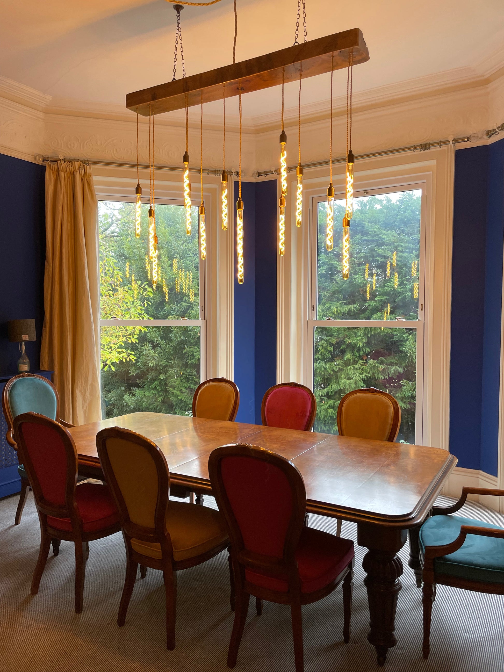 Quintriplet Oak Beam Chandelier