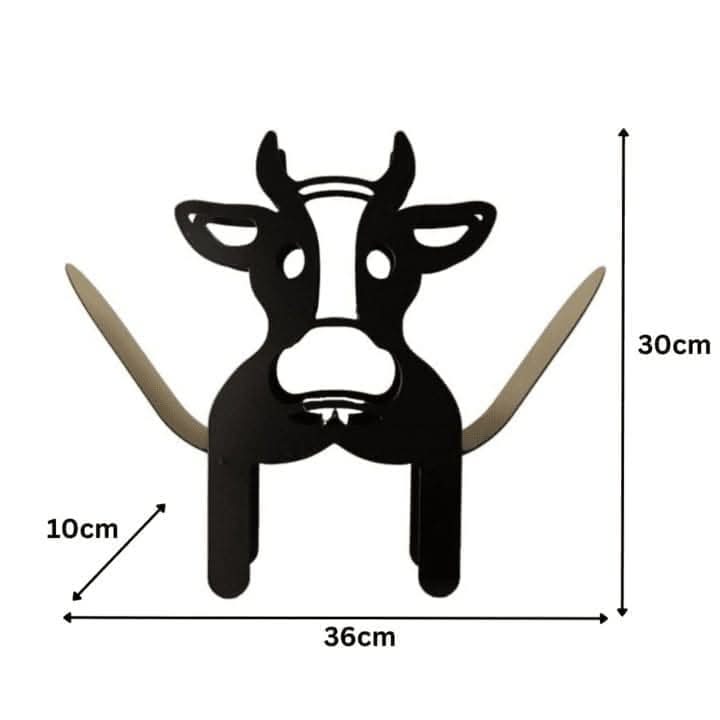 Novelty Cow Toilet Roll Holder Black Metal Bathroom Storage