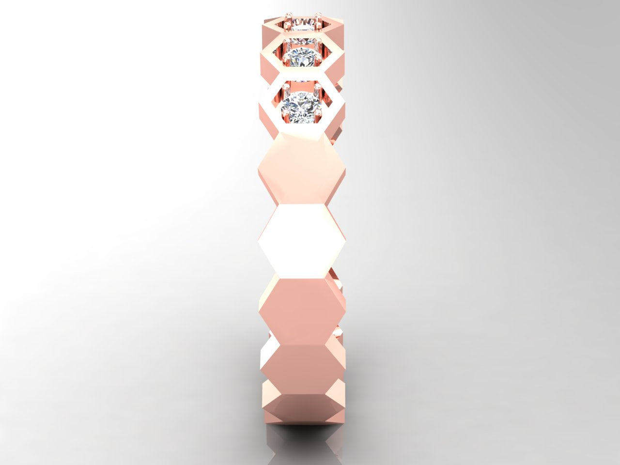 Bees Nest - Minimalist Hexagonal Diamond Band