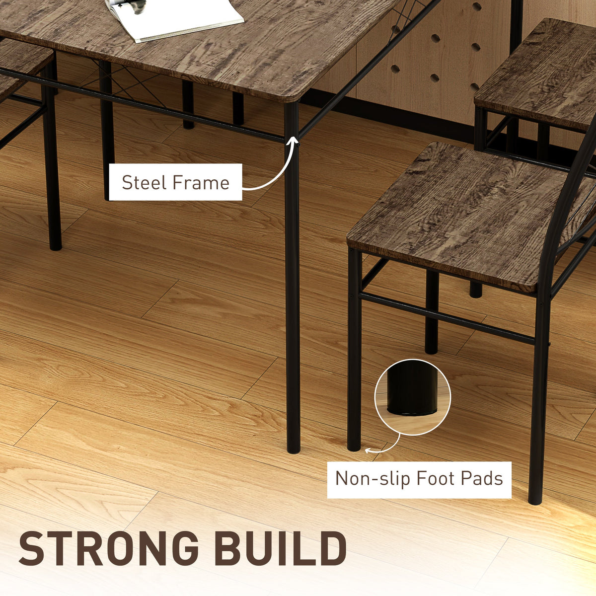 HOMCOM 5 Piece Dining Table and Chairs Set, Space Saving, Oak