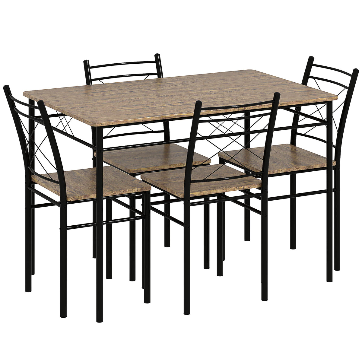 HOMCOM 5 Piece Dining Table and Chairs Set, Space Saving, Oak