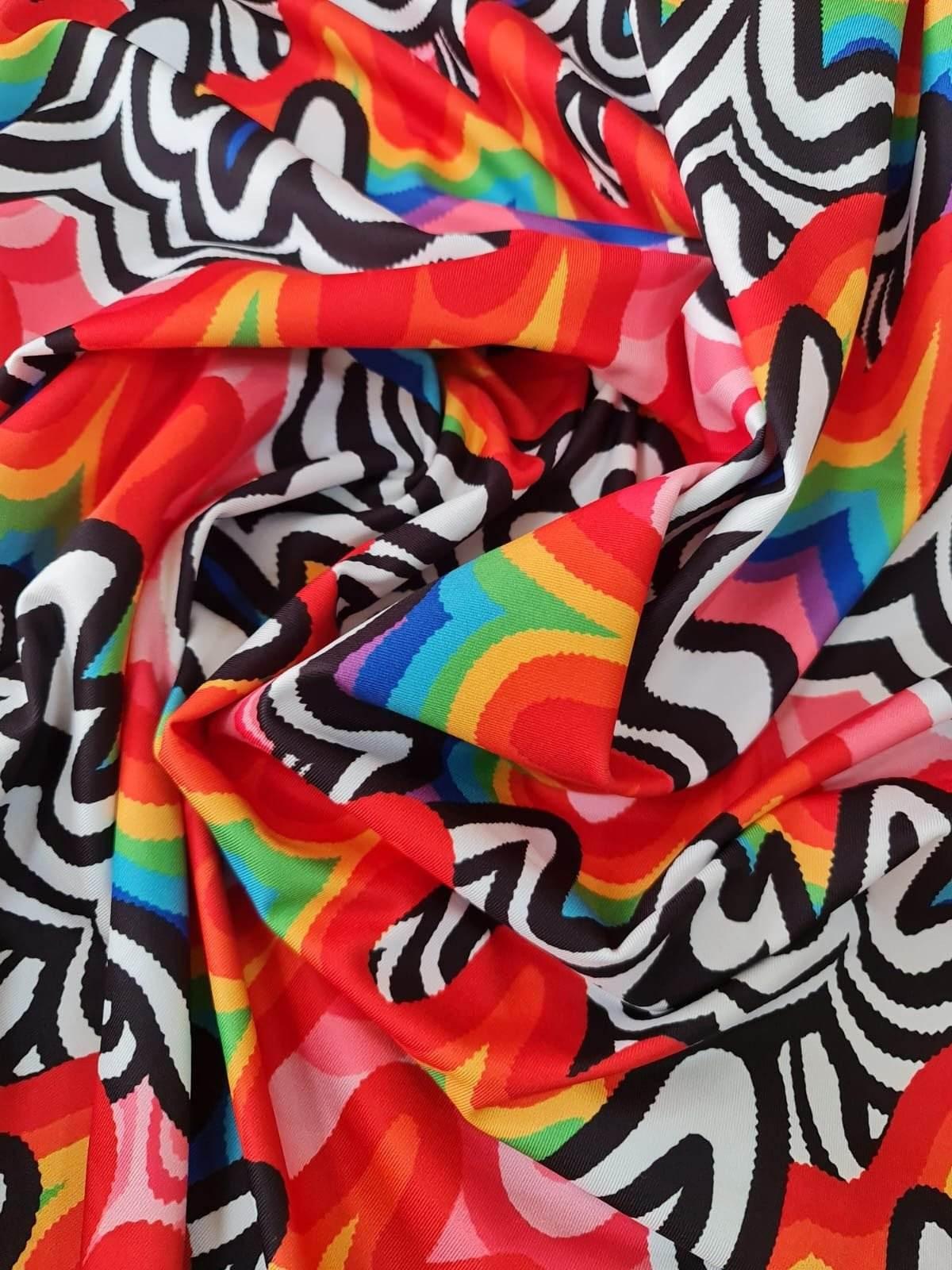 Rainbow Abstract Print Fabric Sold by Metre