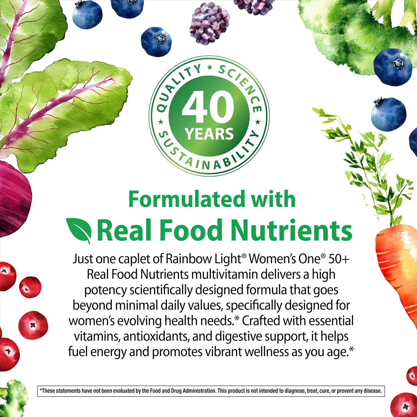 Rainbow Light Women 50+ Multivitamin - High-Potency Immune Support, 90 Tablets
