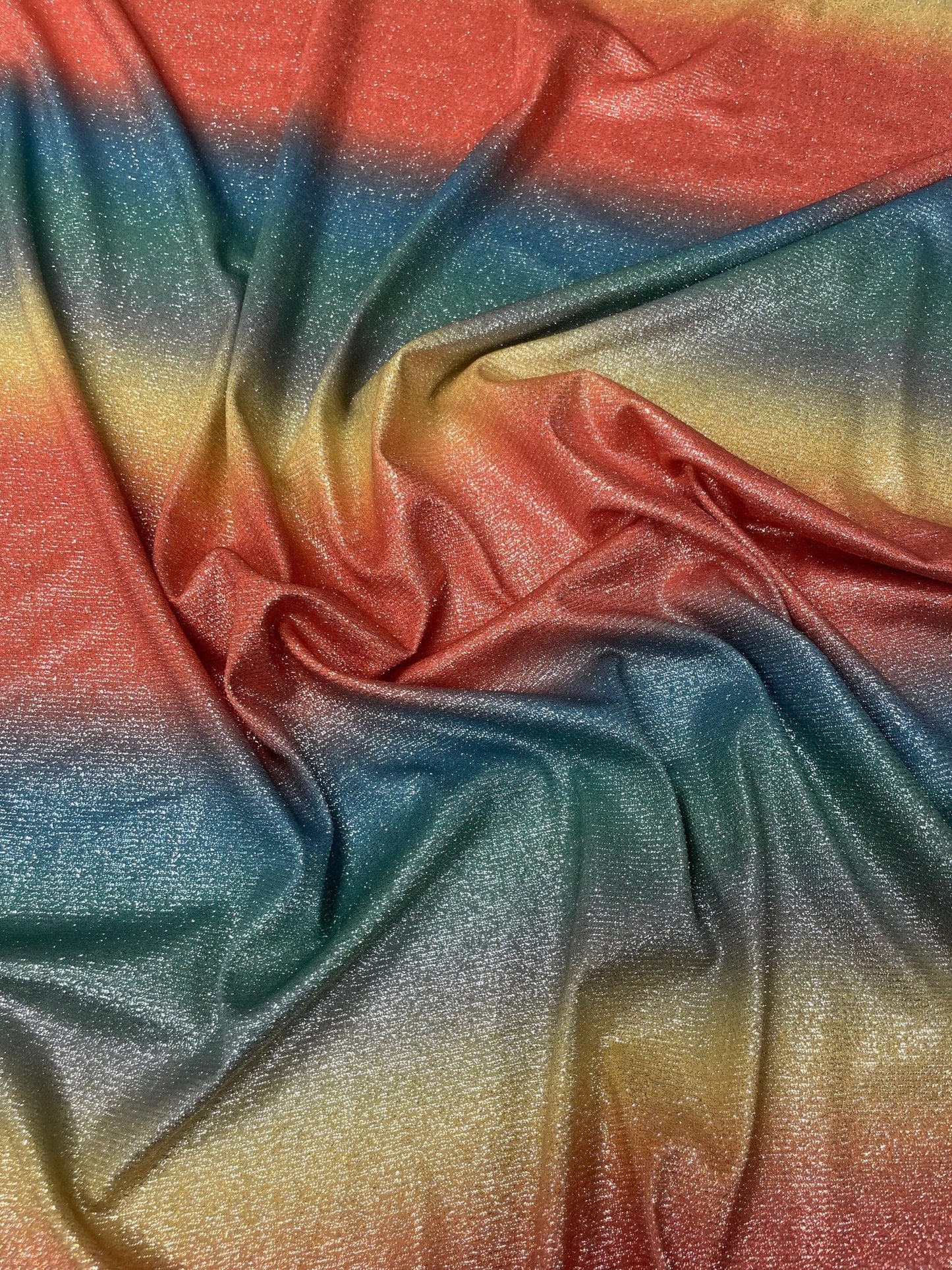 Rainbow Ombre Lurex Fabric with Metallic Shine