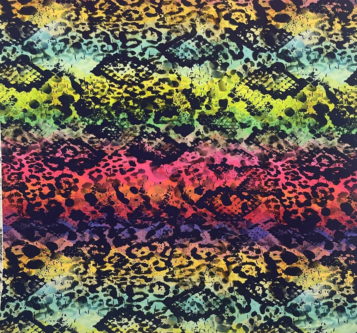 Rainbow Snake Print Fabric – Multicolour Animal Pattern by the Metre