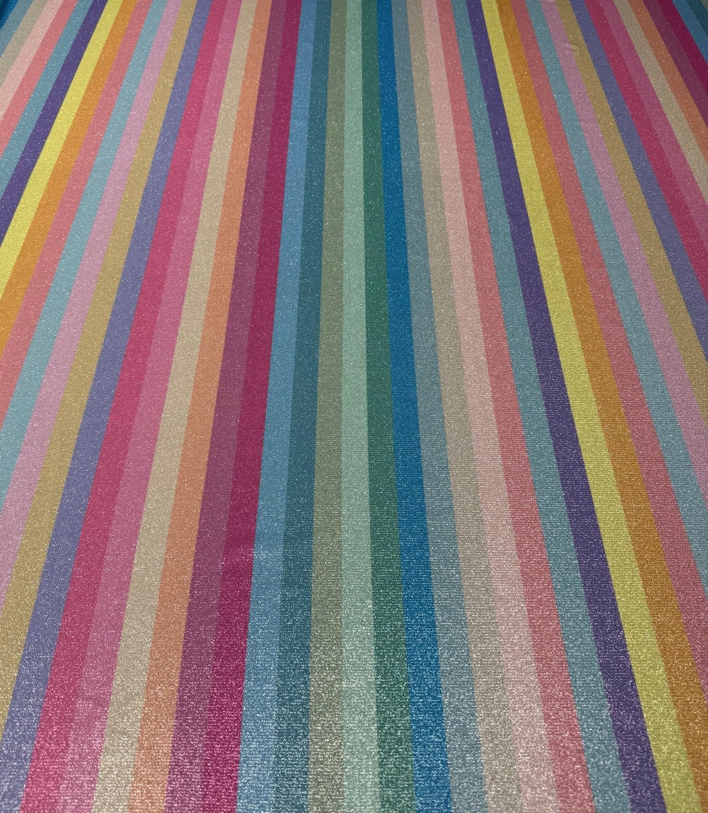Rainbow Stripe Lurex Fabric with Metallic Shimmer