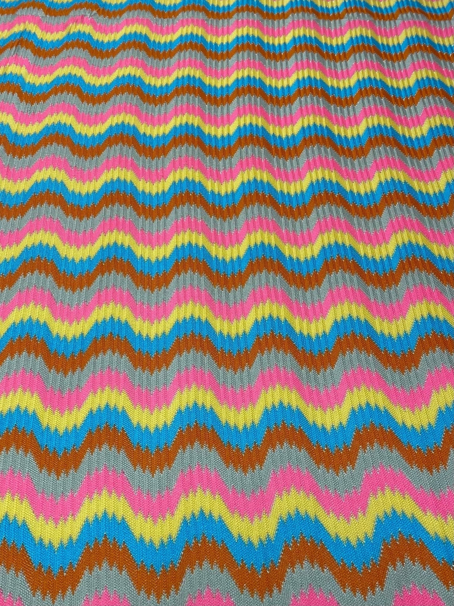 Rainbow Wave Mesh Knit Fabric by the Metrte