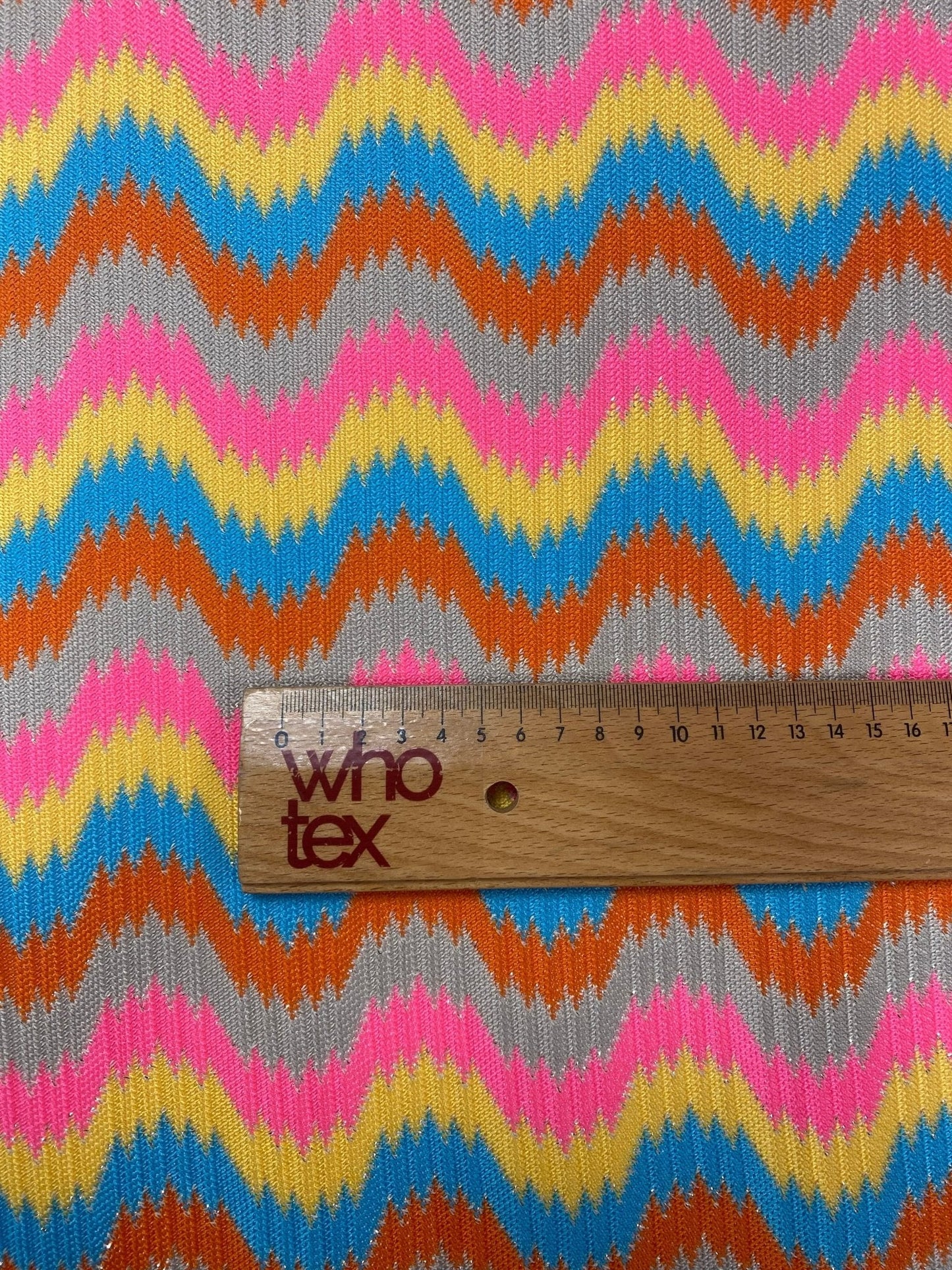 Rainbow Wave Mesh Knit Fabric by the Metrte