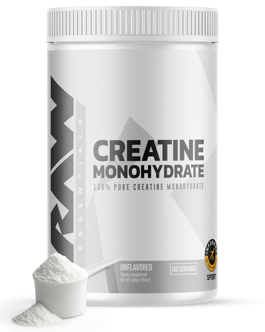 RAW Nutrition Creatine Monohydrate Powder - Unflavored, 100 Servings