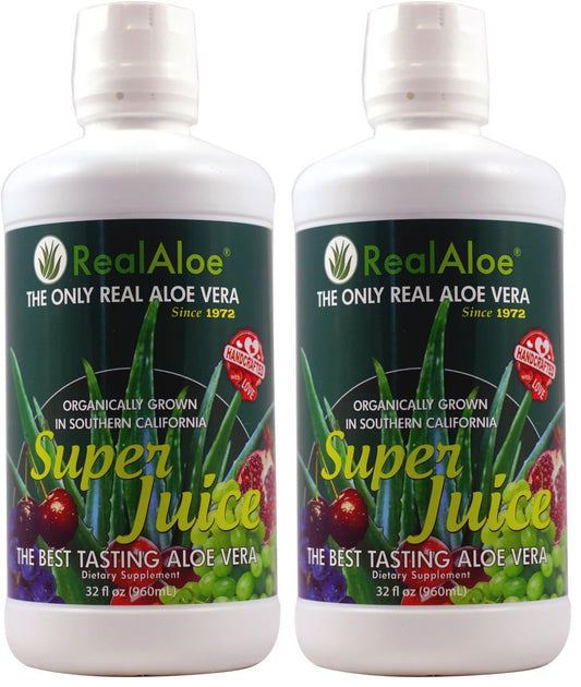 Real Aloe Vera Super Juice, 32 Fluid Ounce (Pack of 2) – Pure Aloe Vera Inner Leaf Gel