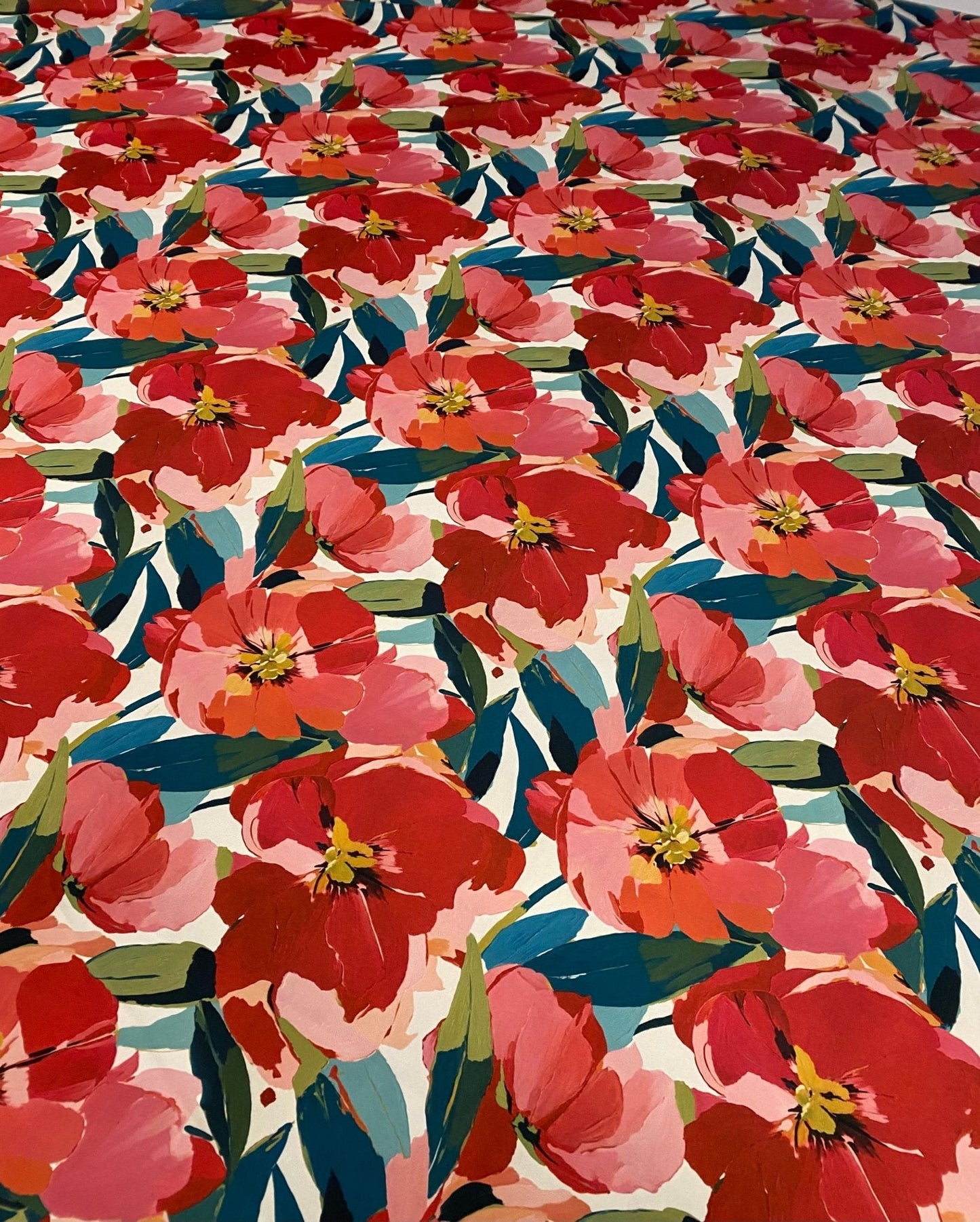 Red Floral Fabric By Metre